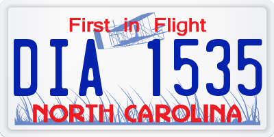 NC license plate DIA1535