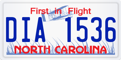 NC license plate DIA1536