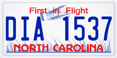 NC license plate DIA1537