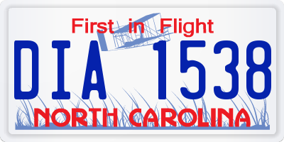 NC license plate DIA1538