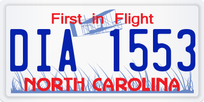 NC license plate DIA1553