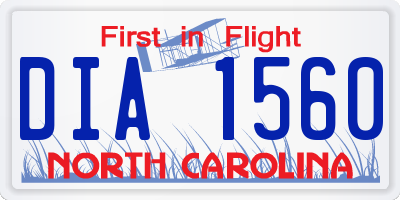 NC license plate DIA1560