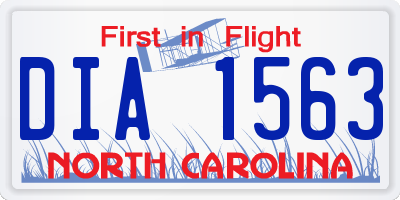 NC license plate DIA1563