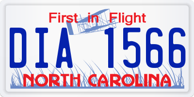NC license plate DIA1566