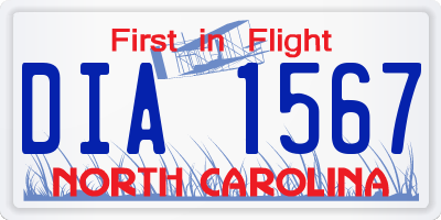 NC license plate DIA1567