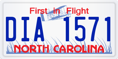 NC license plate DIA1571