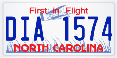 NC license plate DIA1574