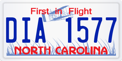 NC license plate DIA1577