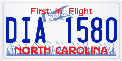 NC license plate DIA1580