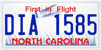 NC license plate DIA1585