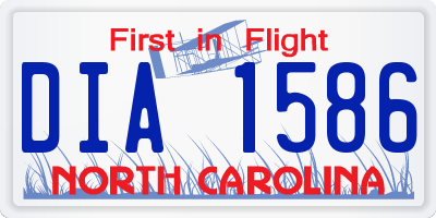 NC license plate DIA1586