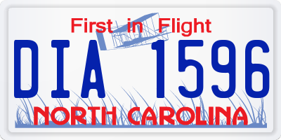NC license plate DIA1596