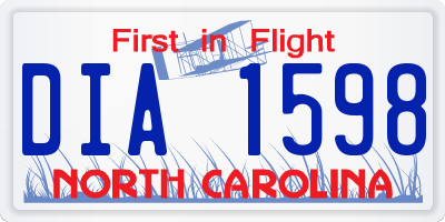 NC license plate DIA1598
