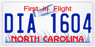NC license plate DIA1604