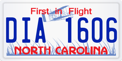 NC license plate DIA1606