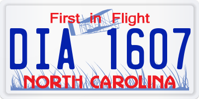 NC license plate DIA1607
