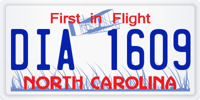 NC license plate DIA1609