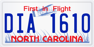 NC license plate DIA1610