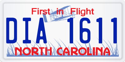 NC license plate DIA1611