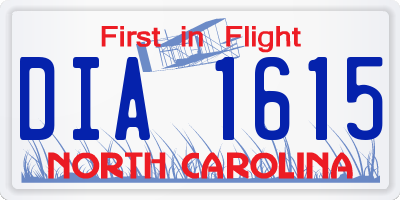 NC license plate DIA1615