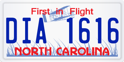 NC license plate DIA1616
