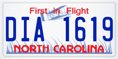 NC license plate DIA1619