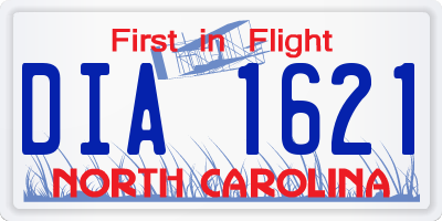NC license plate DIA1621