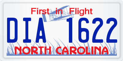 NC license plate DIA1622