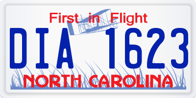 NC license plate DIA1623