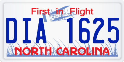 NC license plate DIA1625