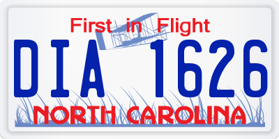 NC license plate DIA1626