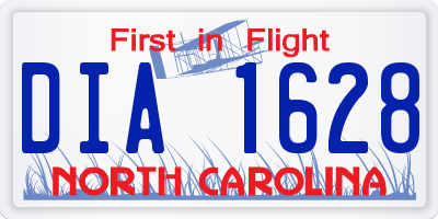 NC license plate DIA1628