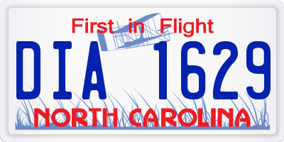 NC license plate DIA1629