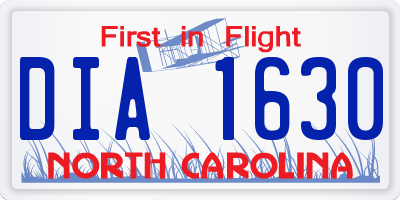 NC license plate DIA1630