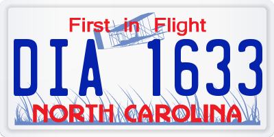 NC license plate DIA1633