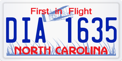 NC license plate DIA1635