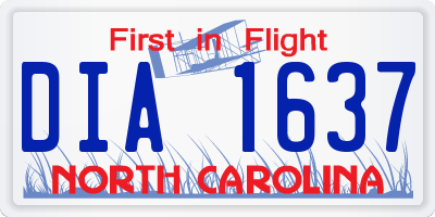NC license plate DIA1637