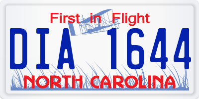 NC license plate DIA1644