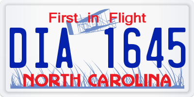 NC license plate DIA1645