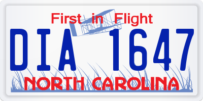 NC license plate DIA1647