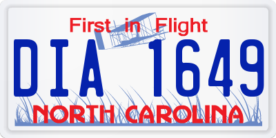 NC license plate DIA1649