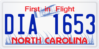 NC license plate DIA1653