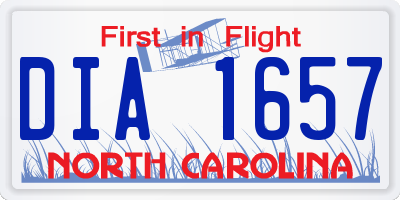 NC license plate DIA1657