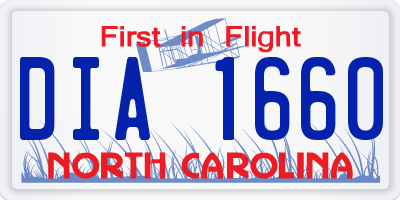 NC license plate DIA1660