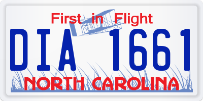 NC license plate DIA1661