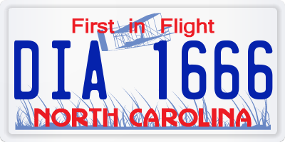 NC license plate DIA1666