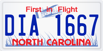 NC license plate DIA1667