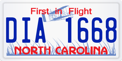 NC license plate DIA1668