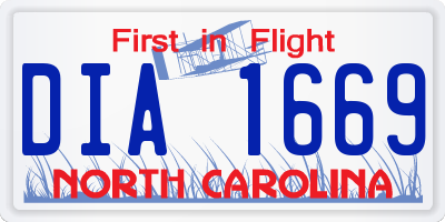 NC license plate DIA1669