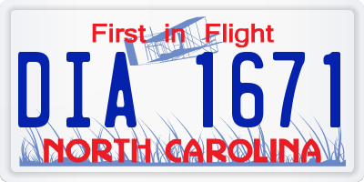 NC license plate DIA1671